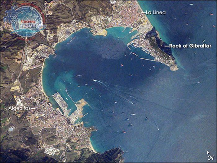 Снимок со спутника на Гибралтар
